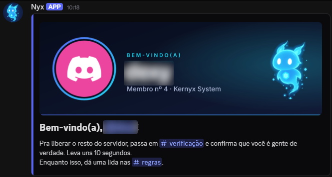 Boas-vindas da Nyx com a imagem de quem chegou